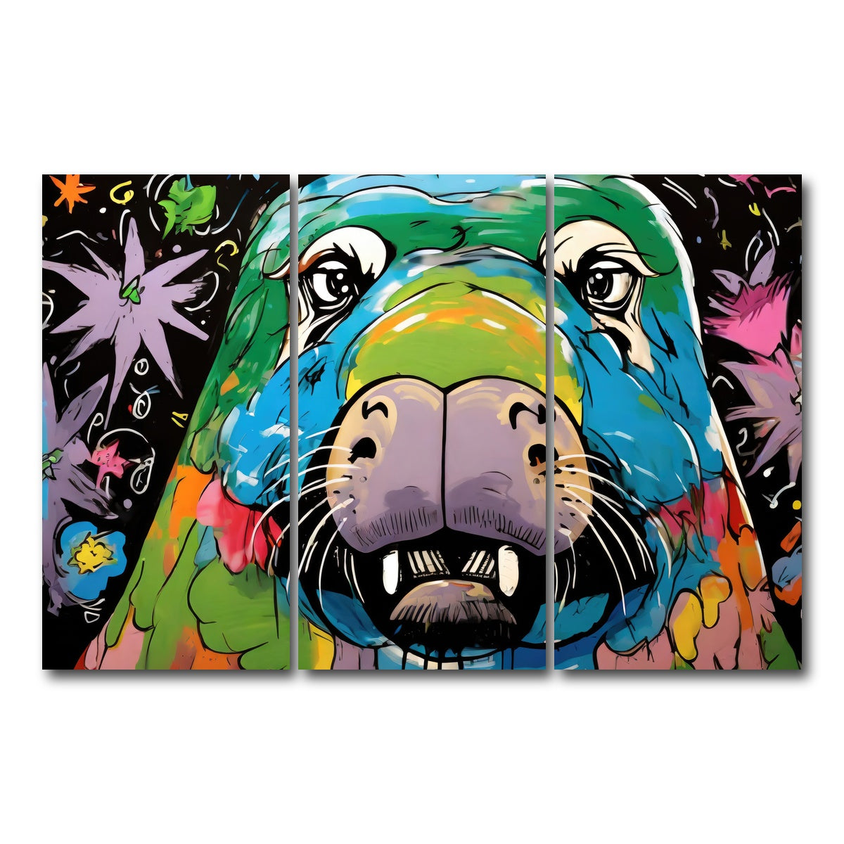 AUTO-MOCKUP WHITE | walrus graffiti | 3 Piece | Gallery Wrap Canvas | group=12x24