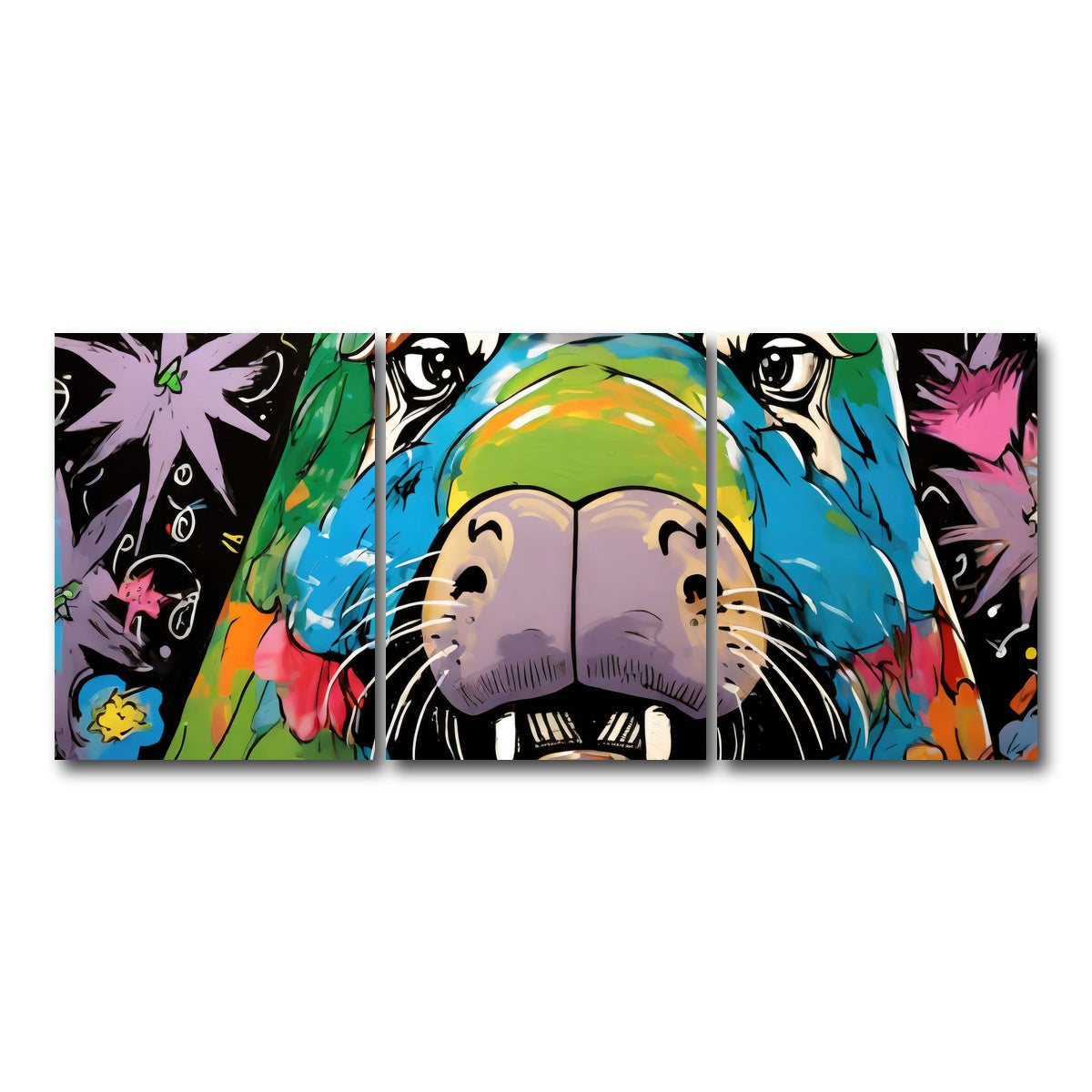AUTO-MOCKUP WHITE | walrus graffiti | 3 Piece | Gallery Wrap Canvas | group=18x24