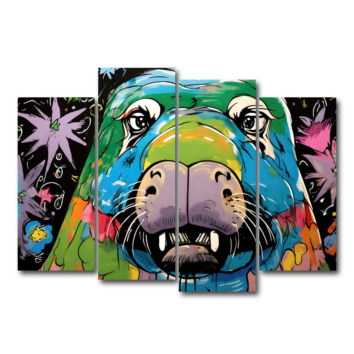 AUTO-MOCKUP WHITE | walrus graffiti | 4 Piece | Gallery Wrap Canvas | group=4_normal