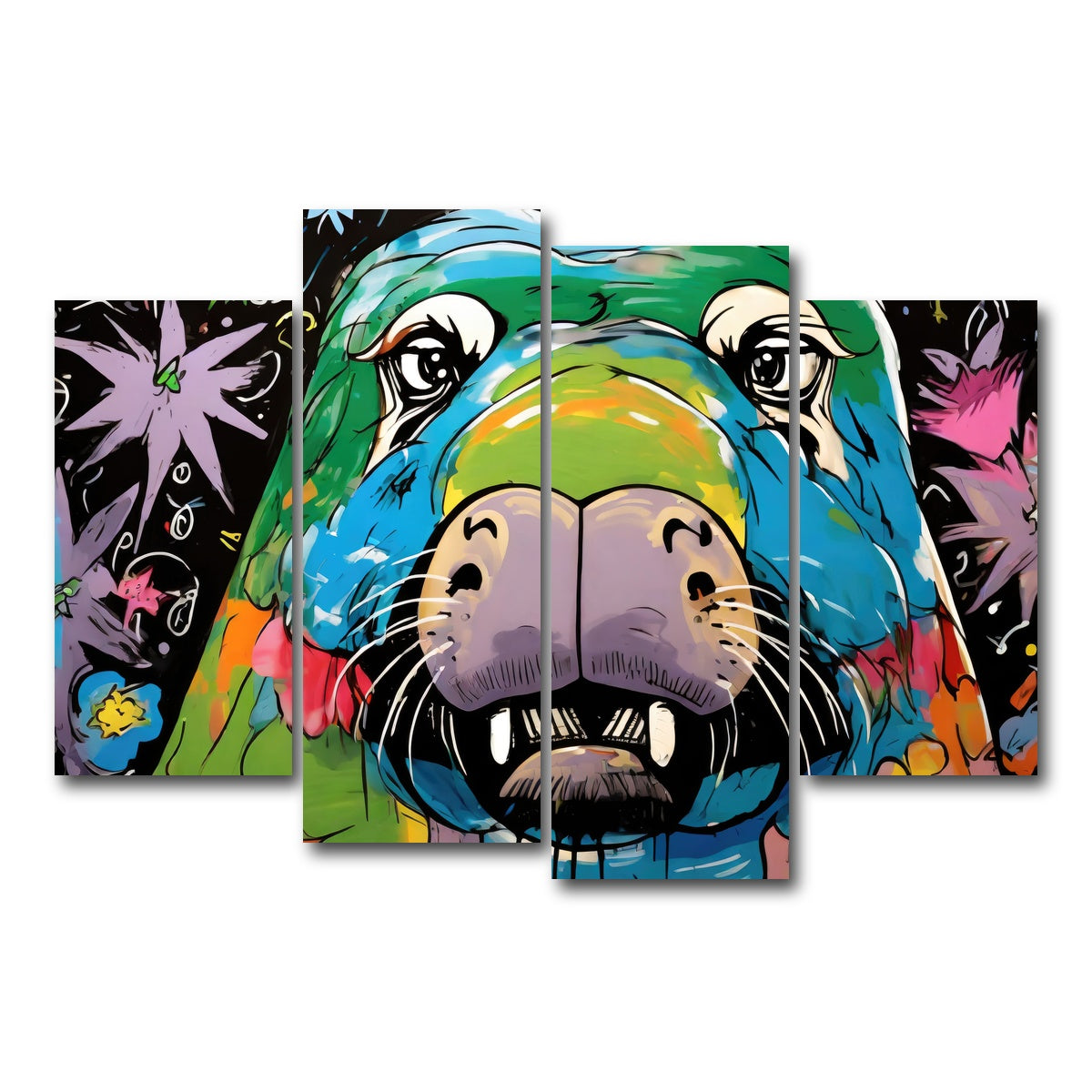 AUTO-MOCKUP WHITE | walrus graffiti | 4 Piece | Gallery Wrap Canvas | group=4_short