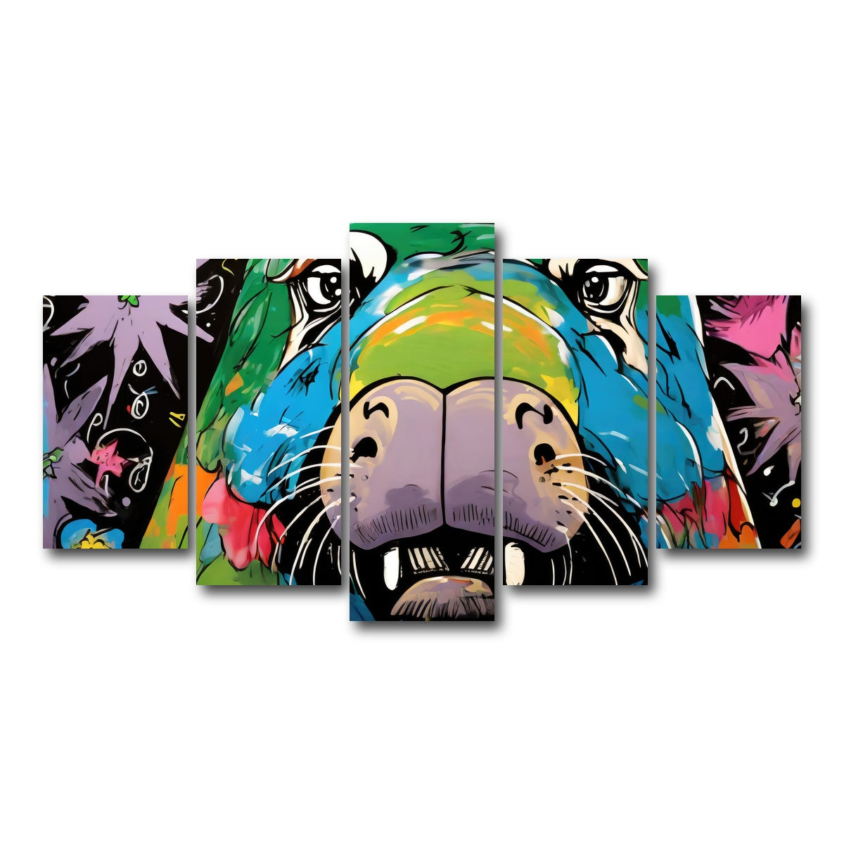 AUTO-MOCKUP WHITE | walrus graffiti | 5 Piece | Gallery Wrap Canvas | group=5_normal