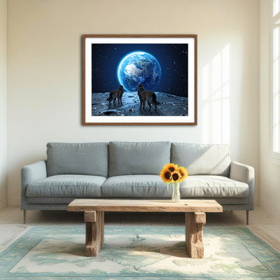 AUTO-MOCKUP ROOM | Wolves on the Moon Wall Art