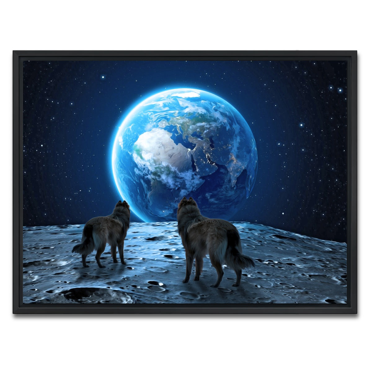 AUTO-MOCKUP WHITE | wolves on the moon | 1 Piece | Black Framed Canvas | group=4x3