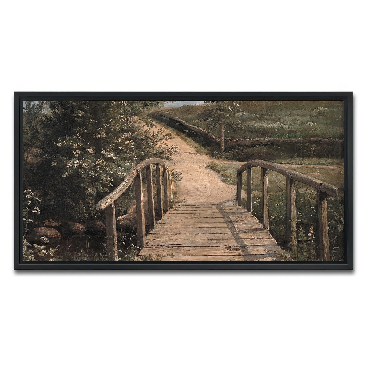 AUTO-MOCKUP WHITE | wooden bridge | 1 Piece | Black Framed Canvas | group=2x1