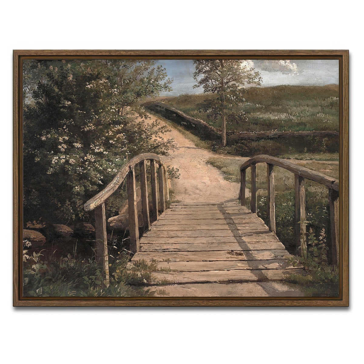 AUTO-MOCKUP WHITE | wooden bridge | 1 Piece | Walnut Framed Canvas | group=4x3