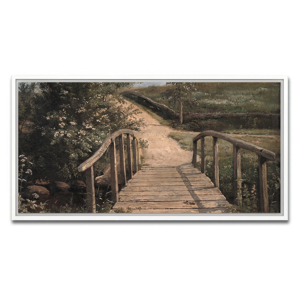 AUTO-MOCKUP WHITE | wooden bridge | 1 Piece | White Framed Canvas | group=2x1