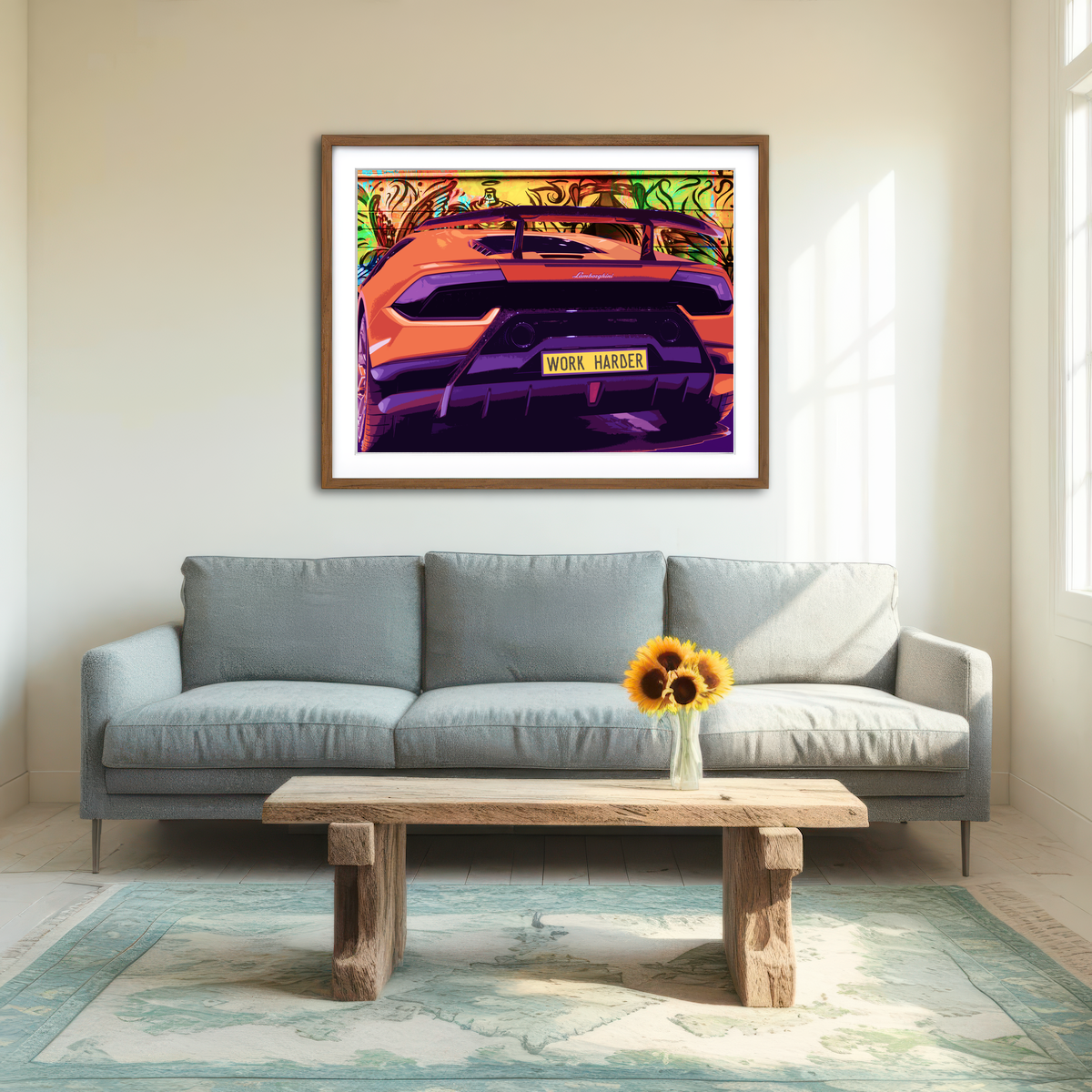 AUTO-MOCKUP ROOM | Work Harder Wall Art