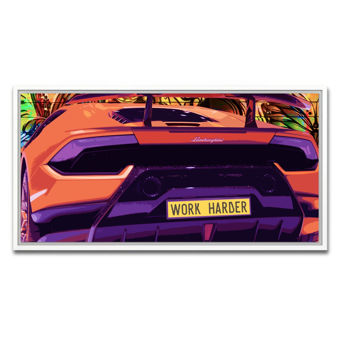 AUTO-MOCKUP WHITE | work harder | 1 Piece | White Framed Canvas | group=2x1