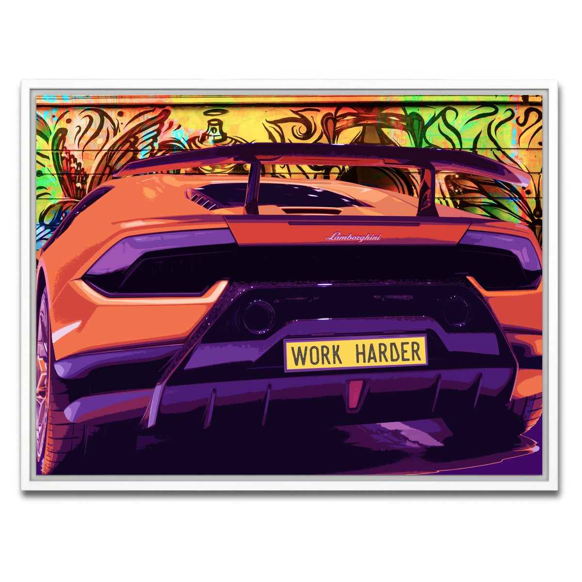 AUTO-MOCKUP WHITE | work harder | 1 Piece | White Framed Canvas | group=4x3