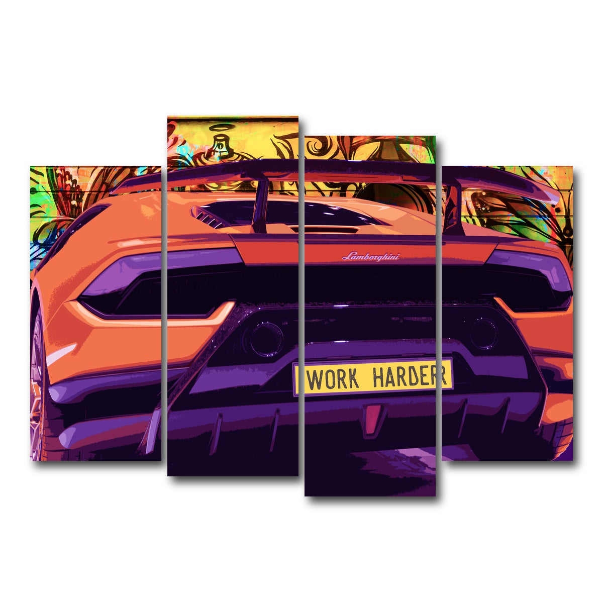 AUTO-MOCKUP WHITE | work harder | 4 Piece | Gallery Wrap Canvas | group=4_normal