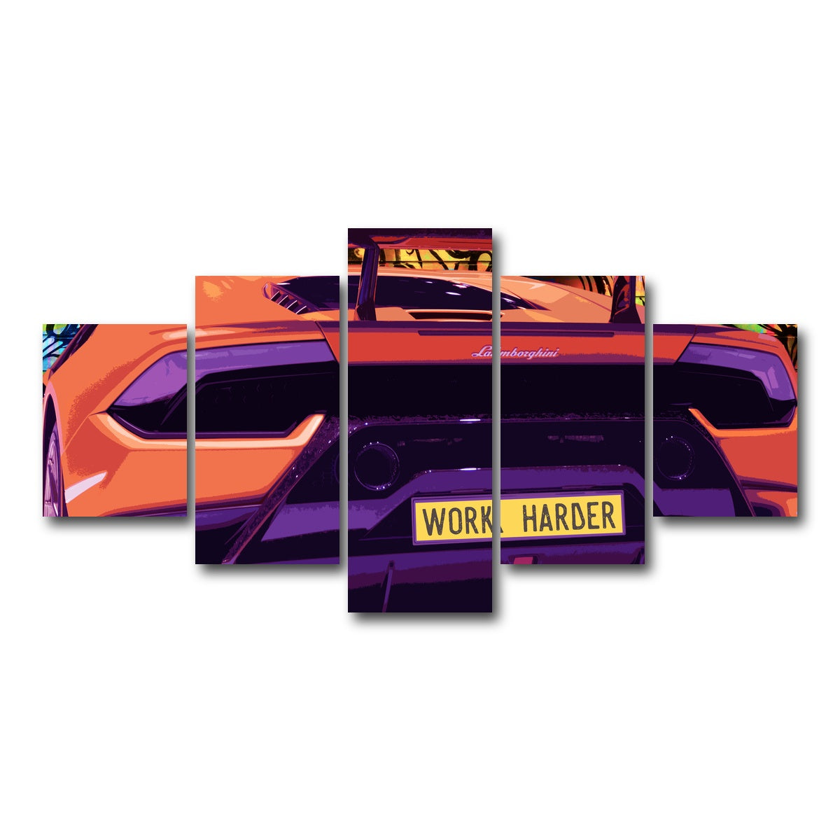 AUTO-MOCKUP WHITE | work harder | 5 Piece | Gallery Wrap Canvas | group=5_short