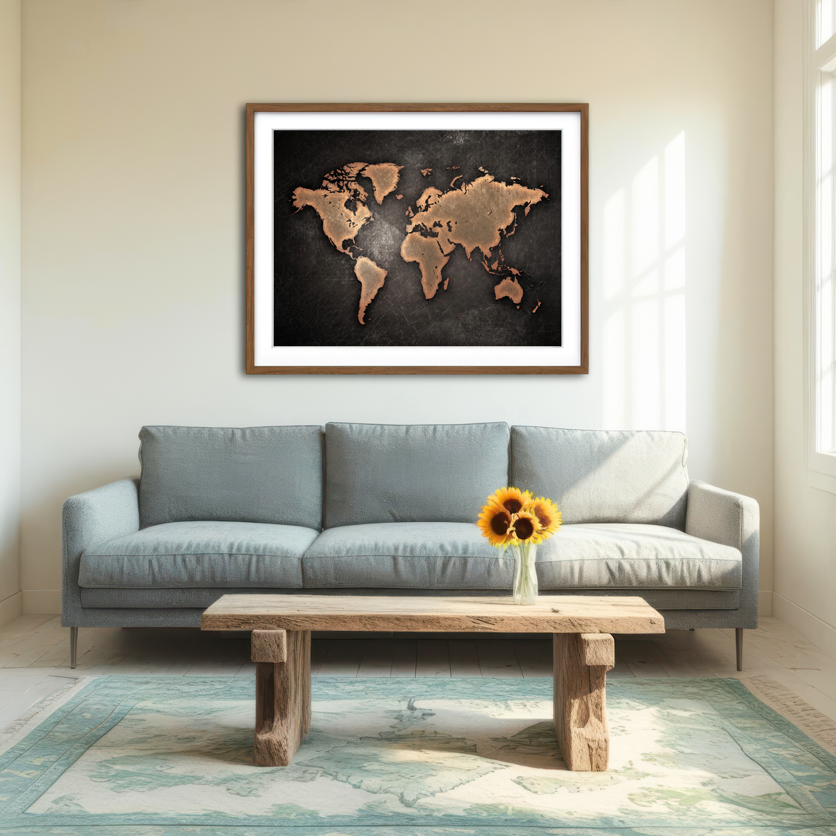 AUTO-MOCKUP ROOM | World Map Wall Art