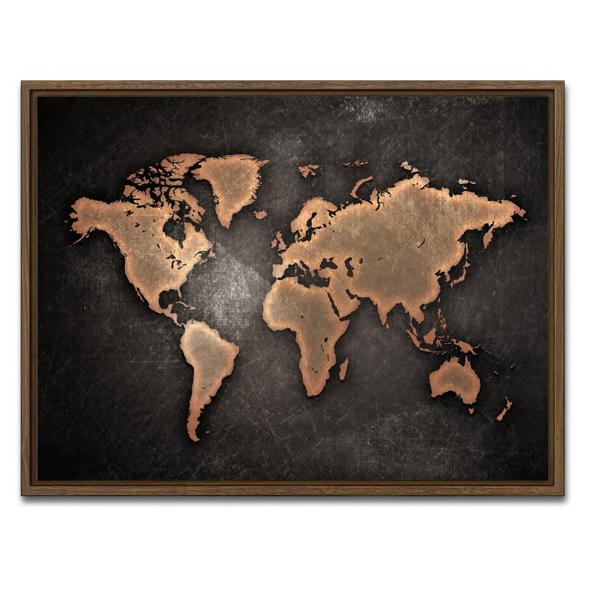 AUTO-MOCKUP WHITE | world map | 1 Piece | Walnut Framed Canvas | group=4x3