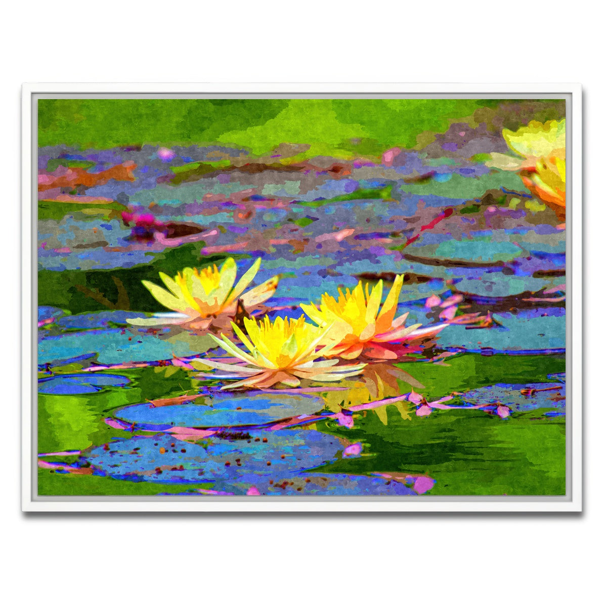AUTO-MOCKUP WHITE | yellow water lillies | 1 Piece | White Framed Canvas | group=4x3