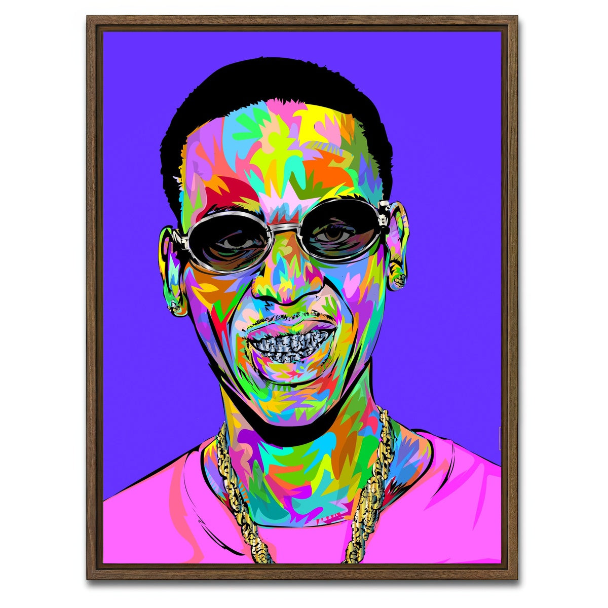 AUTO-MOCKUP WHITE | young dolph rip | 1 Piece | Walnut Framed Canvas | group=3x4