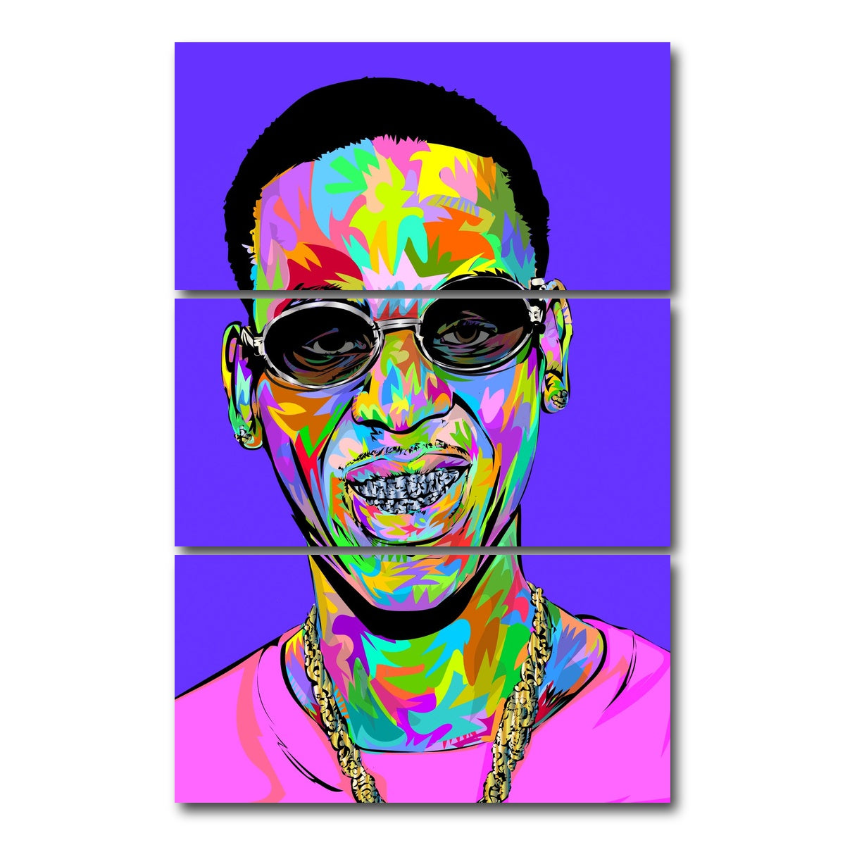 AUTO-MOCKUP WHITE | young dolph rip | 3 Piece | Gallery Wrap Canvas | group=12x24_stacked