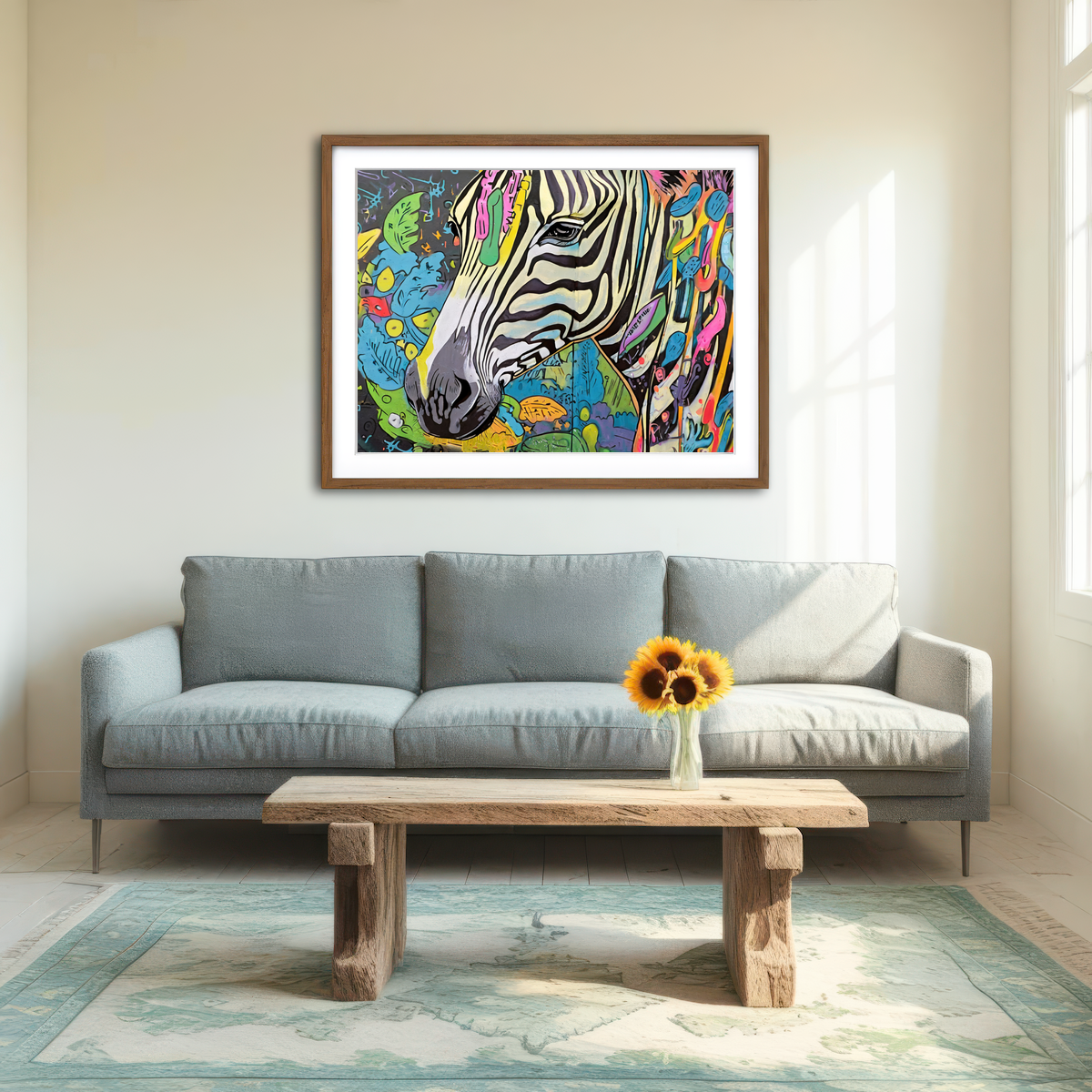 AUTO-MOCKUP ROOM | Zebra Graffiti Wall Art