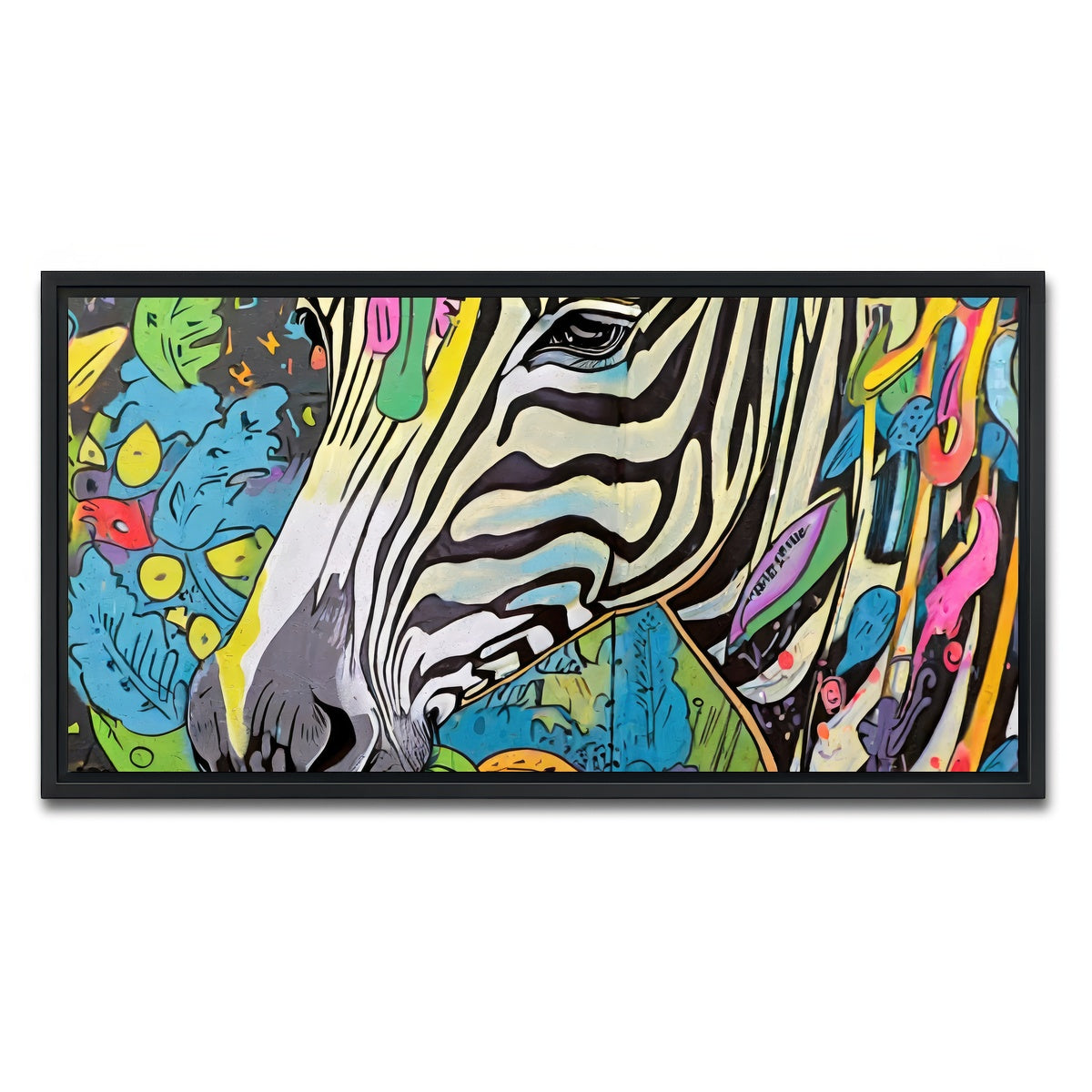 AUTO-MOCKUP WHITE | zebra graffiti | 1 Piece | Black Framed Canvas | group=2x1