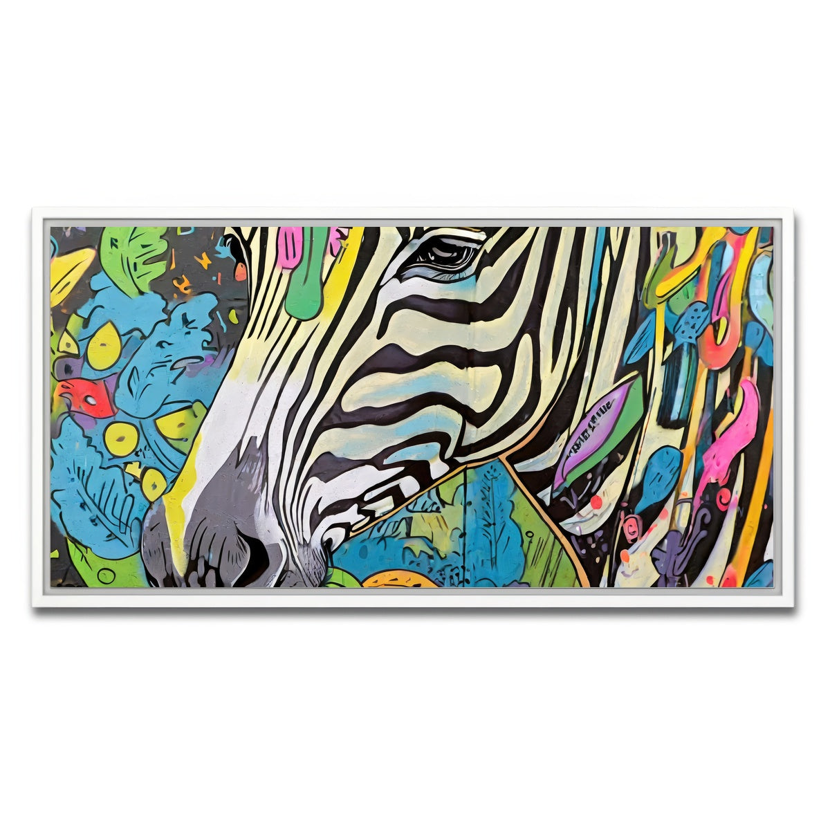 AUTO-MOCKUP WHITE | zebra graffiti | 1 Piece | White Framed Canvas | group=2x1