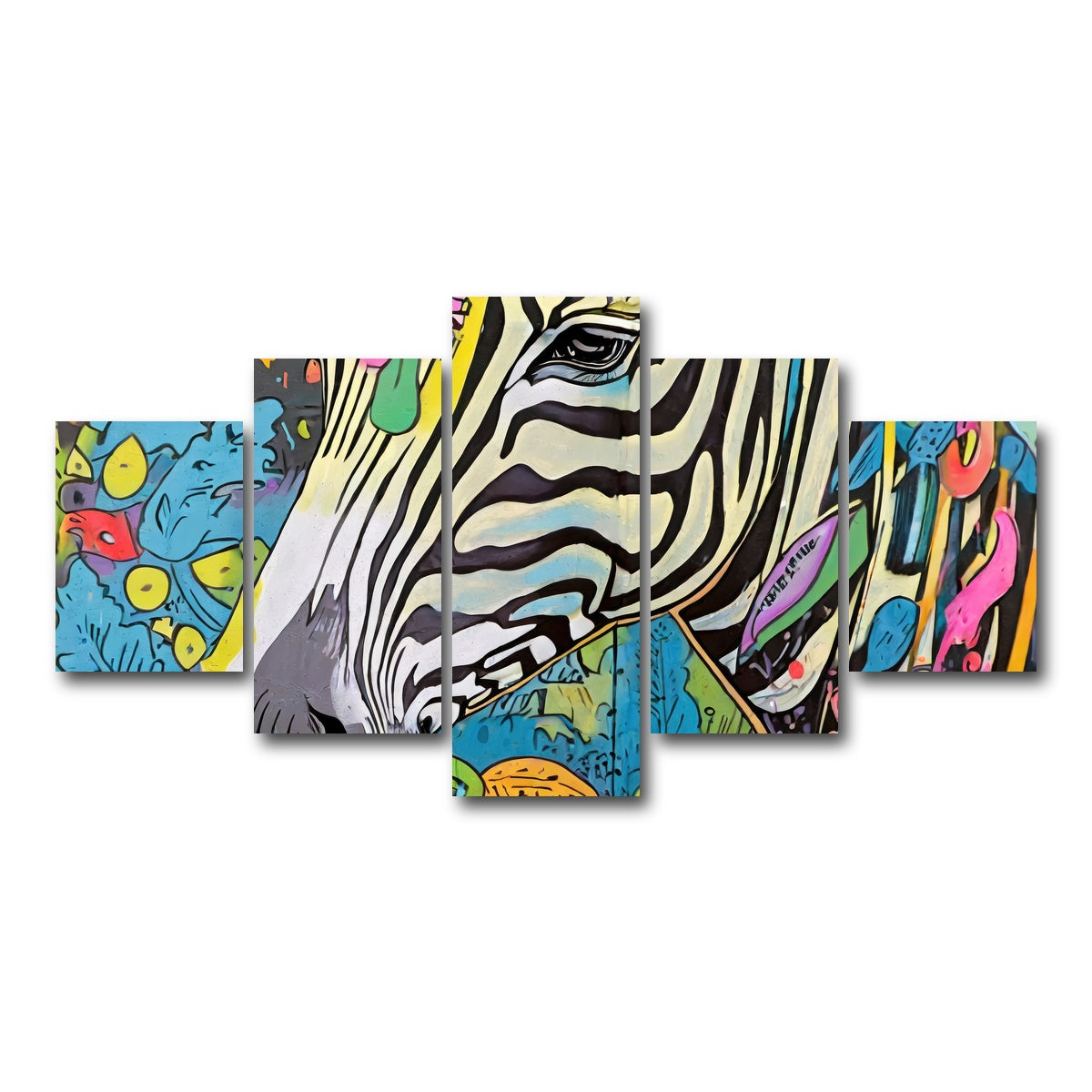 AUTO-MOCKUP WHITE | zebra graffiti | 5 Piece | Gallery Wrap Canvas | group=5_short