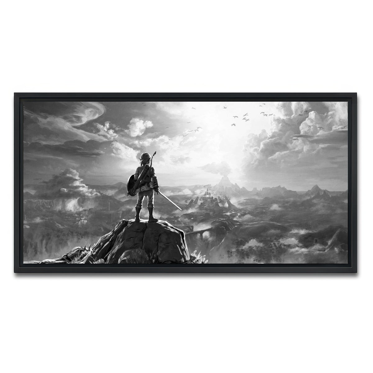 AUTO-MOCKUP WHITE | zelda grayscale | 1 Piece | Black Framed Canvas | group=2x1