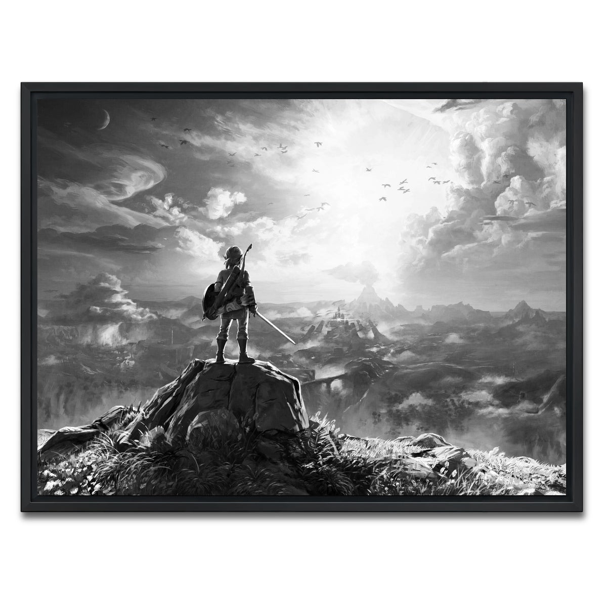 AUTO-MOCKUP WHITE | zelda grayscale | 1 Piece | Black Framed Canvas | group=4x3