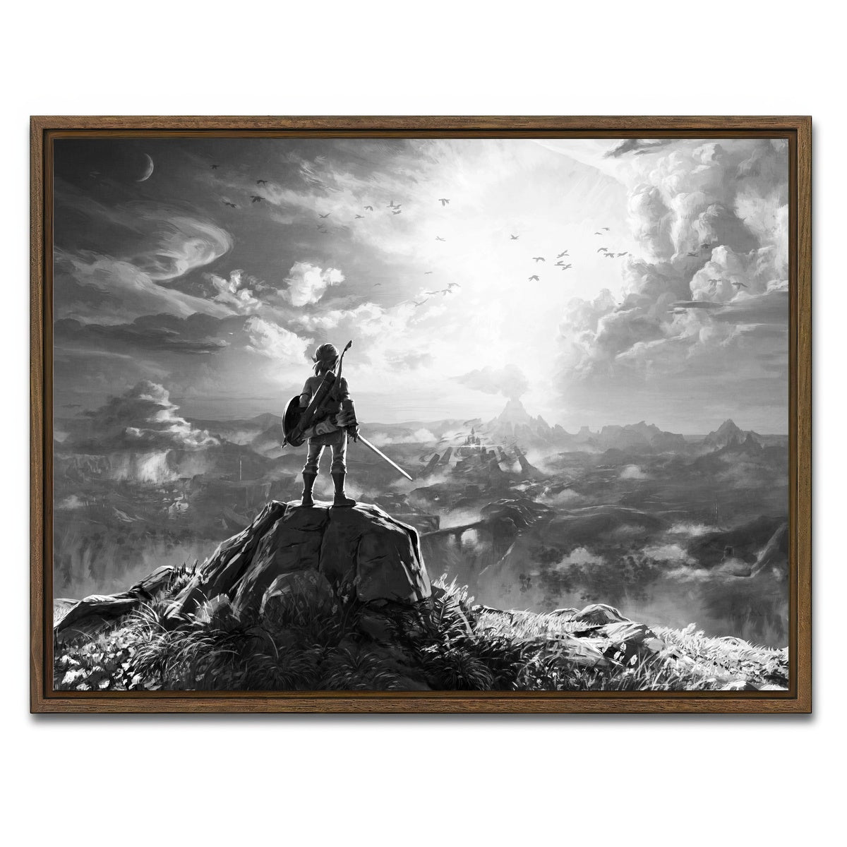 AUTO-MOCKUP WHITE | zelda grayscale | 1 Piece | Walnut Framed Canvas | group=4x3