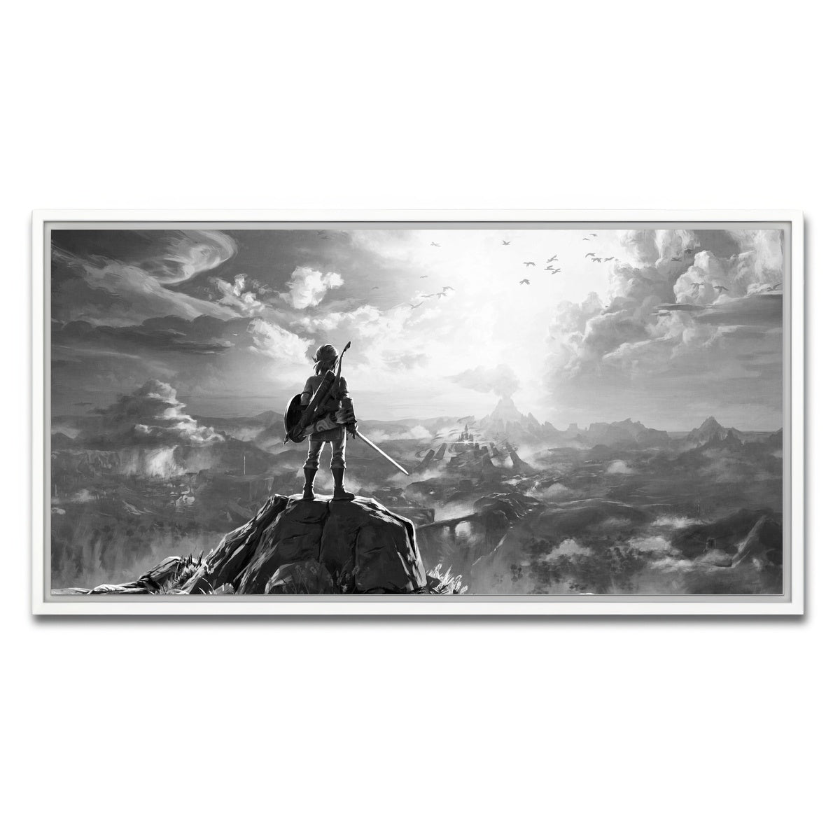 AUTO-MOCKUP WHITE | zelda grayscale | 1 Piece | White Framed Canvas | group=2x1