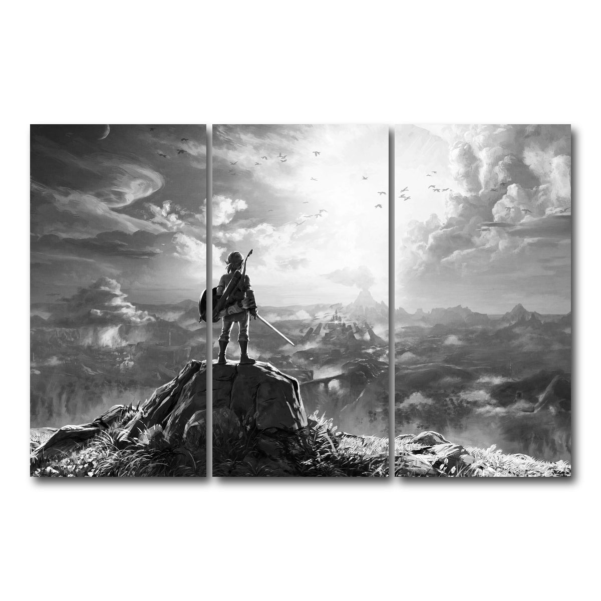 AUTO-MOCKUP WHITE | zelda grayscale | 3 Piece | Gallery Wrap Canvas | group=12x24