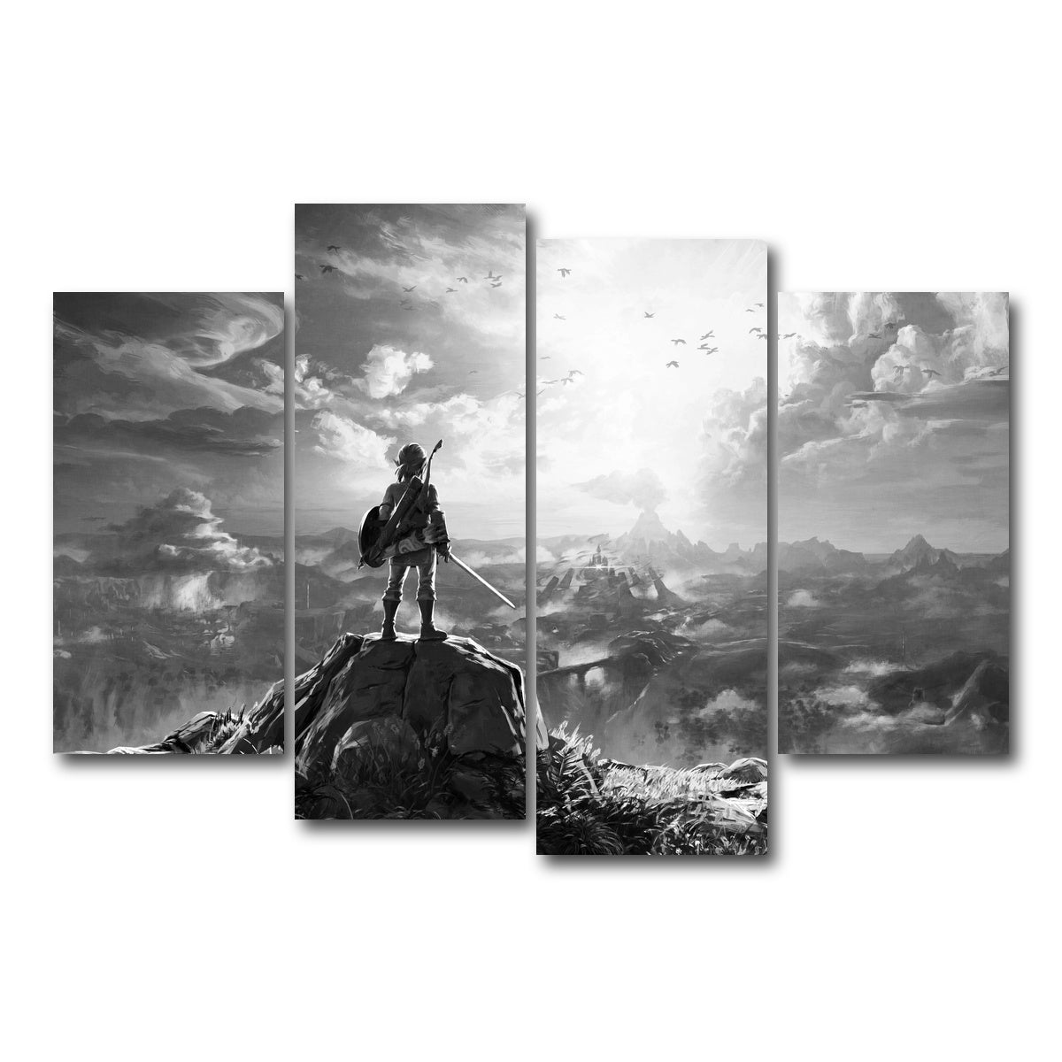 AUTO-MOCKUP WHITE | zelda grayscale | 4 Piece | Gallery Wrap Canvas | group=4_short