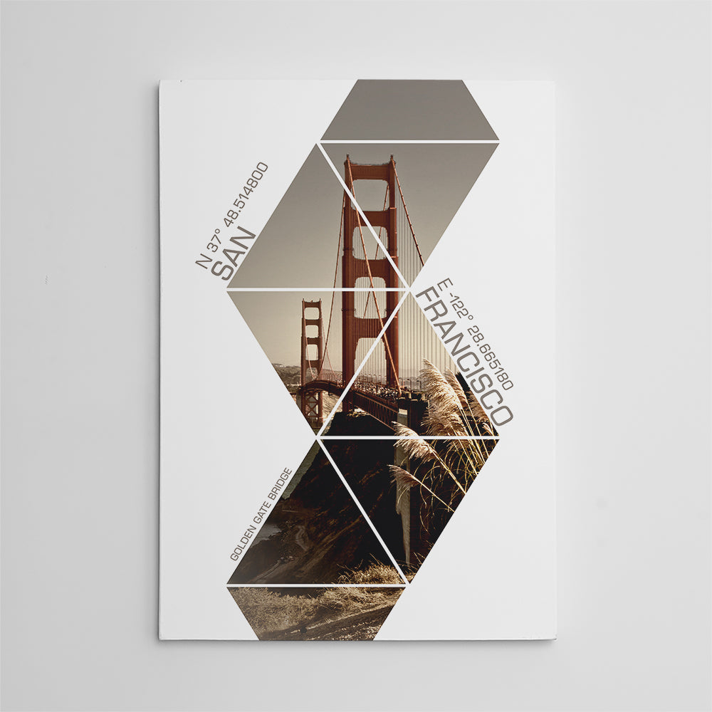 Coordinates San Francisco Golden Gate Bridge Wall Art