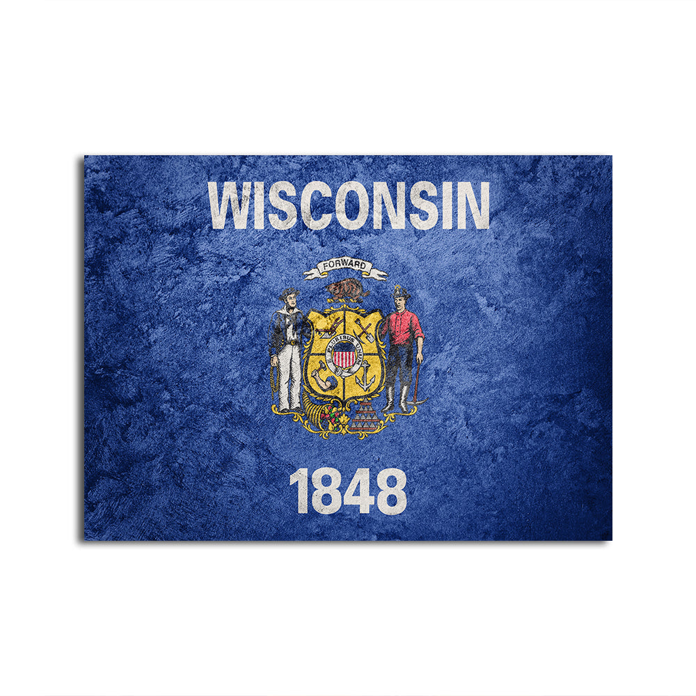 Wisconsin Flag Grunge Wall Art