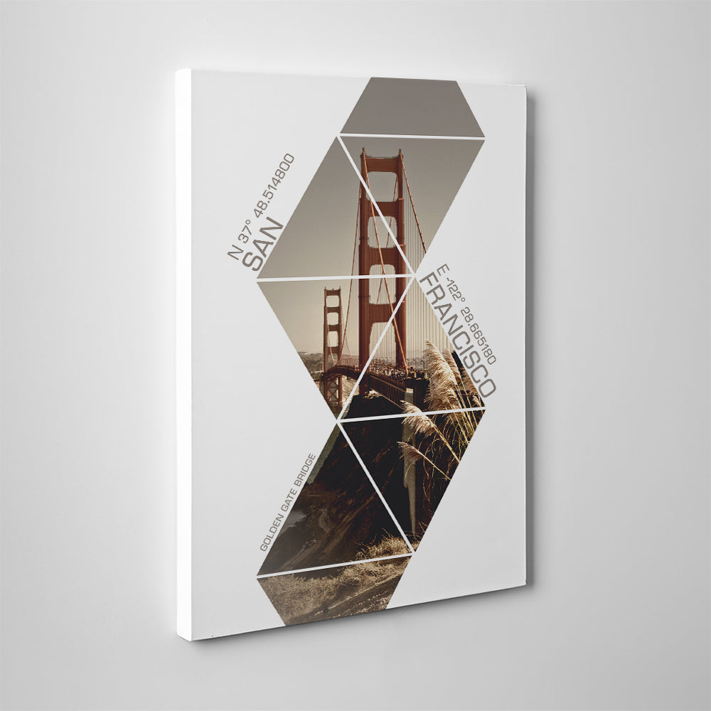 Coordinates San Francisco Golden Gate Bridge Wall Art