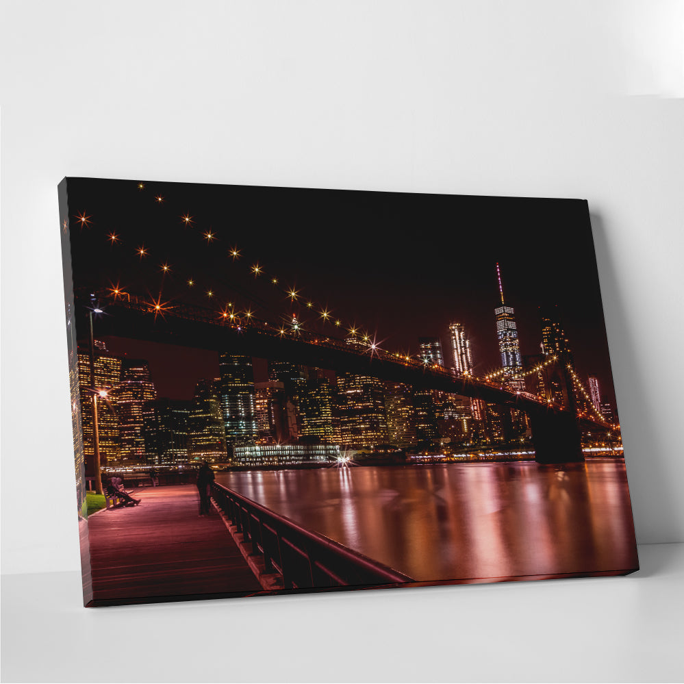 Manhattan Skyline & Brooklyn Bridge Sunset