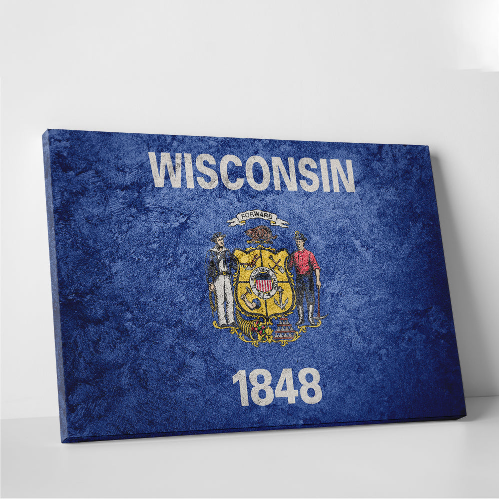 Wisconsin Flag Grunge Wall Art