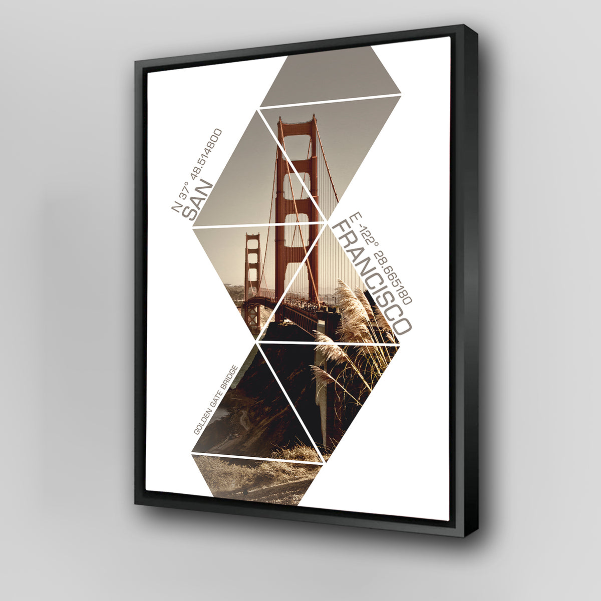 Coordinates San Francisco Golden Gate Bridge Wall Art