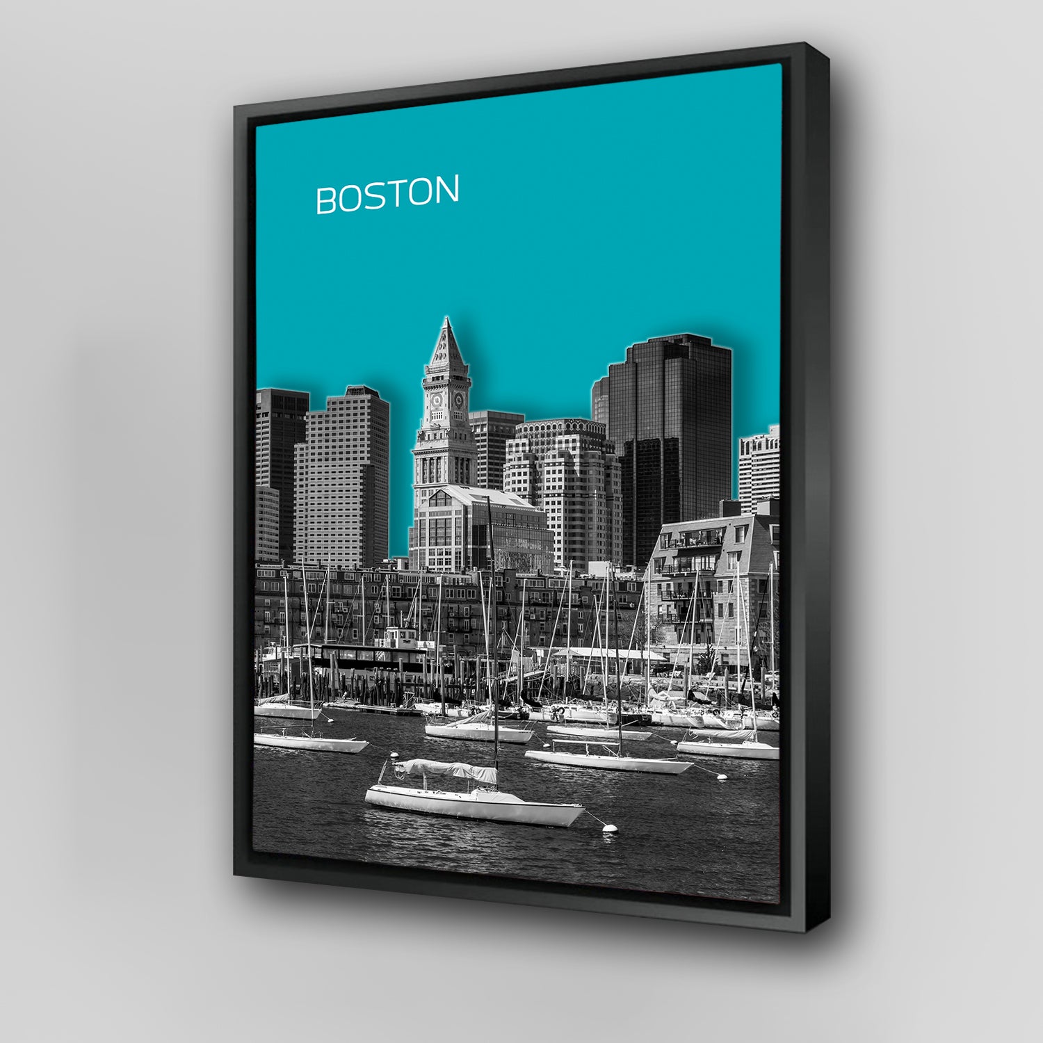 Boston Skyline Turquoise Wall Art