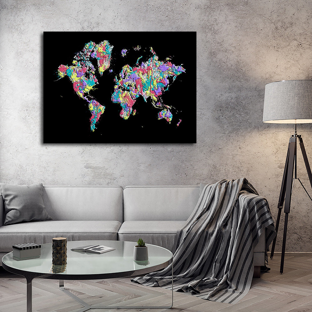 Pop Art World Map - Black
