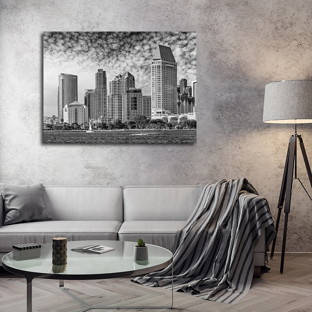 San Diego Monochrome Skyline Wall Art