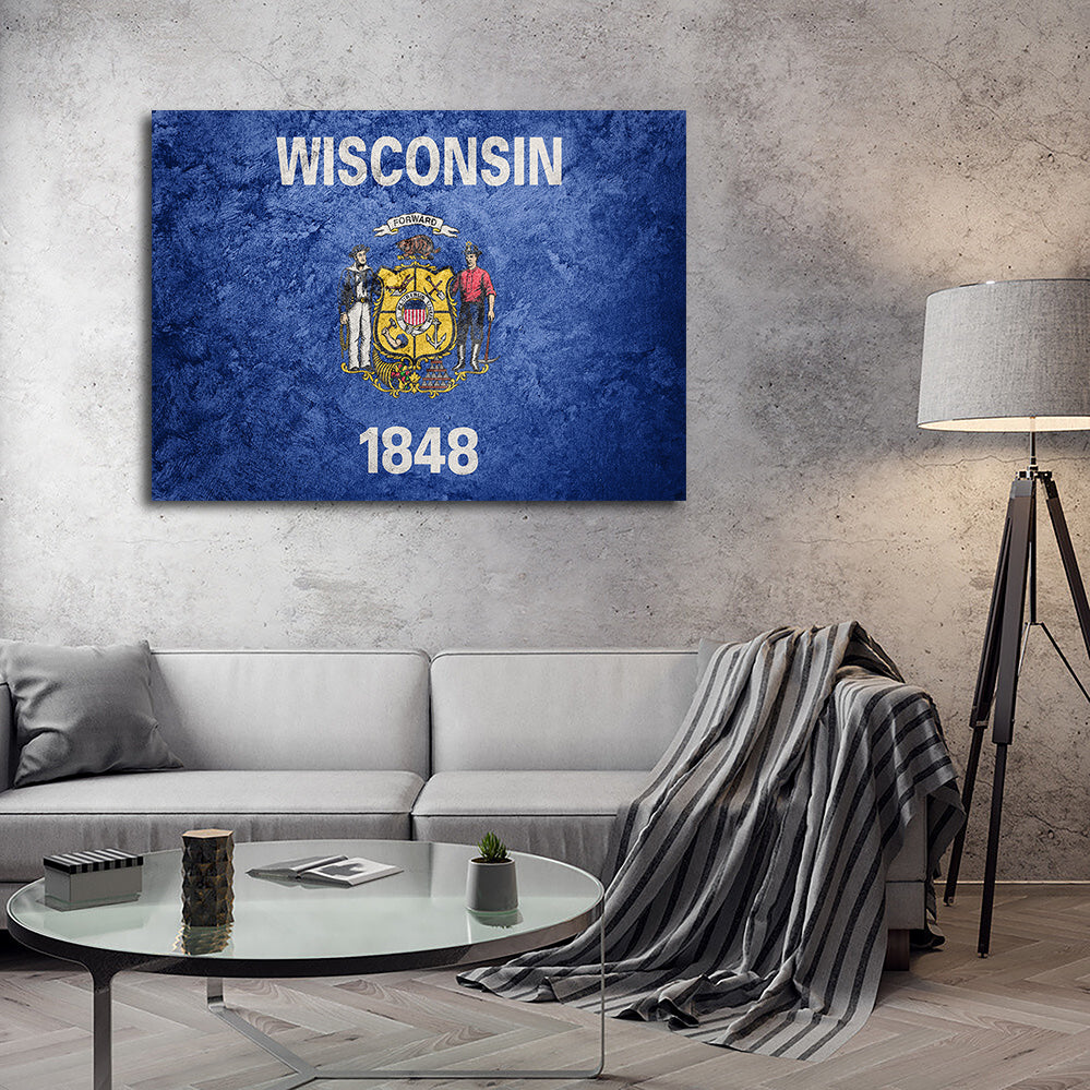Wisconsin Flag Grunge Wall Art