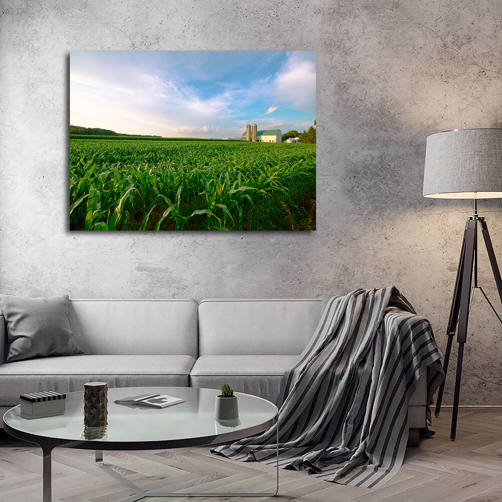 Wisconsin Dairy Farm By Field Of Corn Wall Art