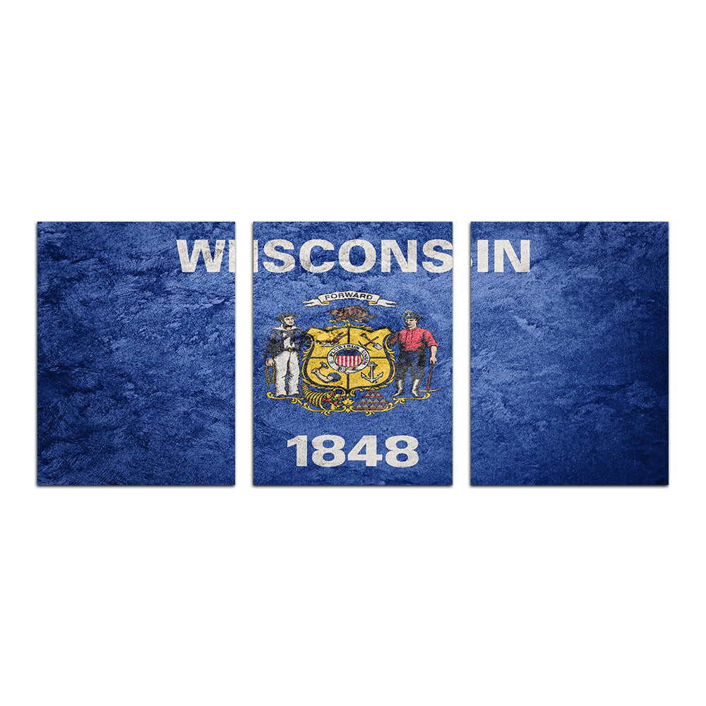 Wisconsin Flag Grunge Wall Art