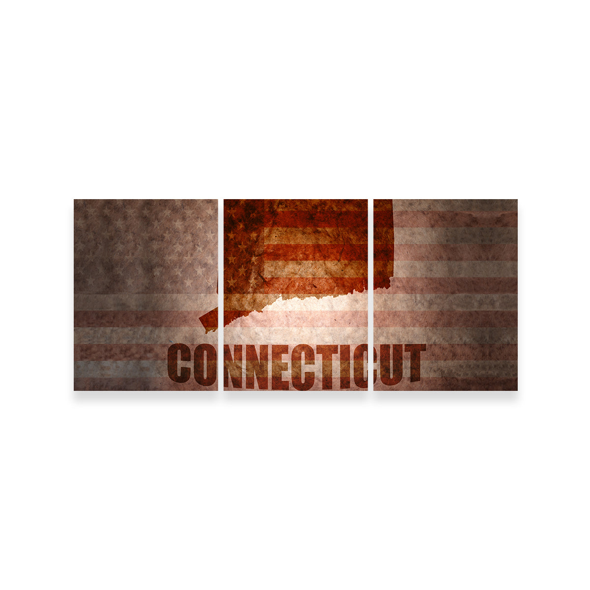 Connecticut map on American Flag Wall Art