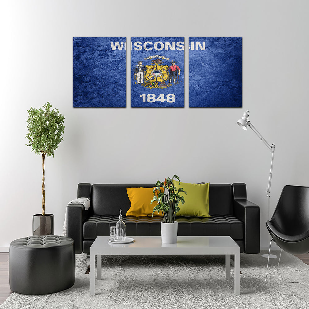 Wisconsin Flag Grunge Wall Art