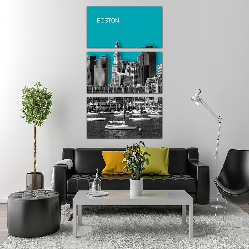 Boston Skyline Turquoise Wall Art