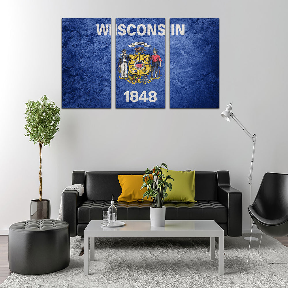 Wisconsin Flag Grunge Wall Art