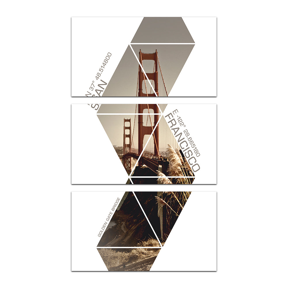 Coordinates San Francisco Golden Gate Bridge Wall Art