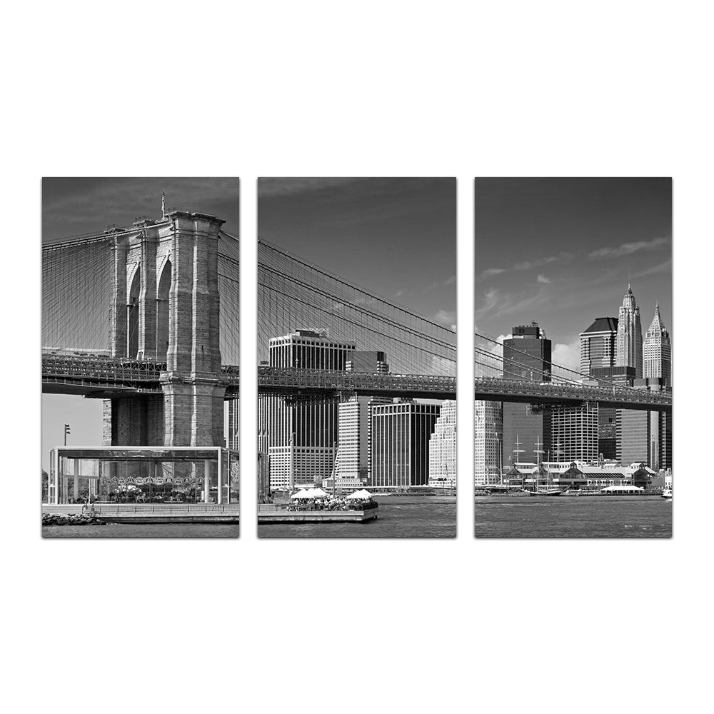 Manhattan Skyline & Brooklyn Bridge Monochrome Wall Art