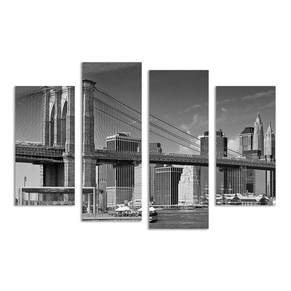 Manhattan Skyline & Brooklyn Bridge Monochrome Wall Art