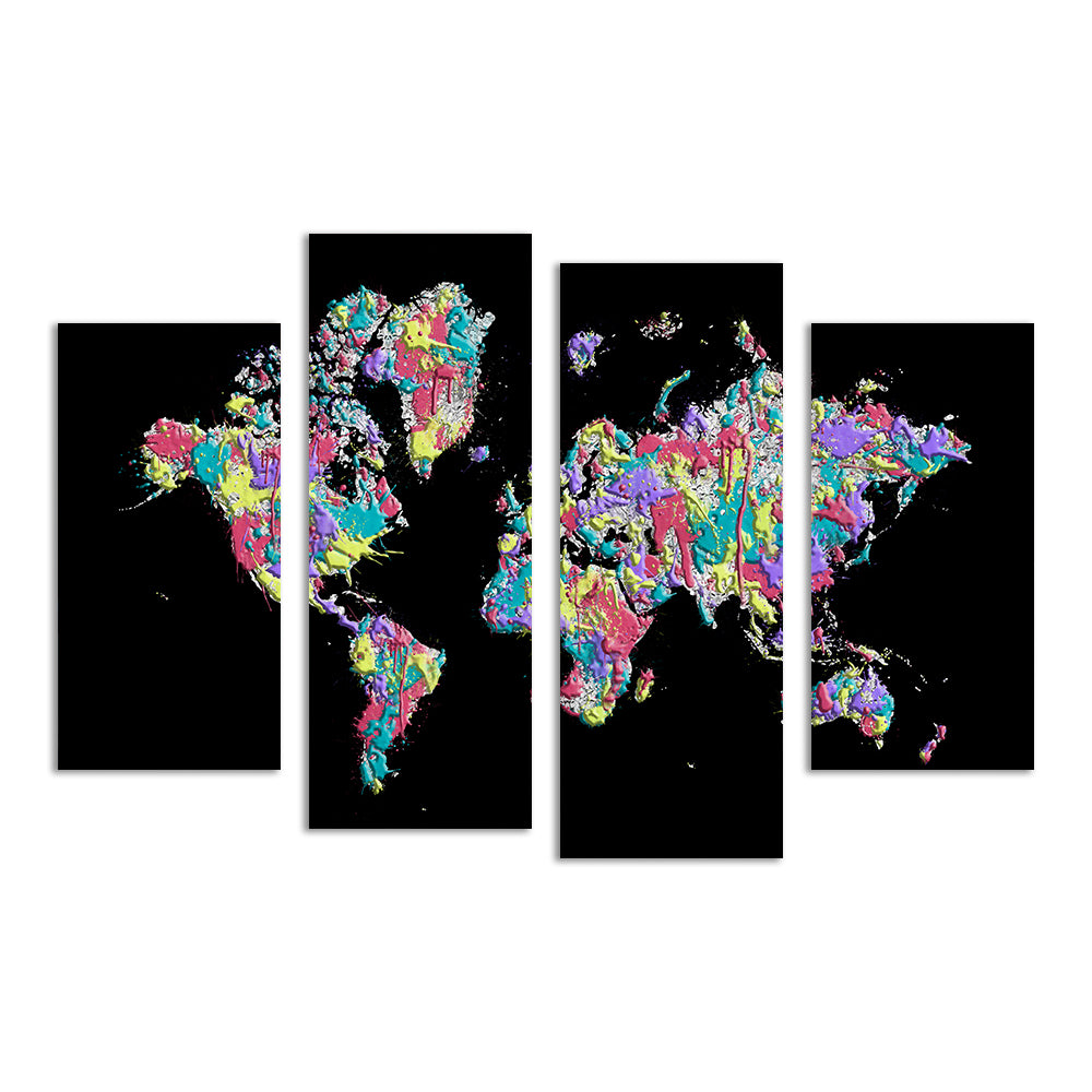 Pop Art World Map - Black